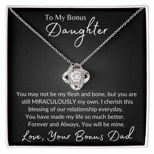 To My Bonus Daughter Love Bonus Dad | Love Knot Necklace