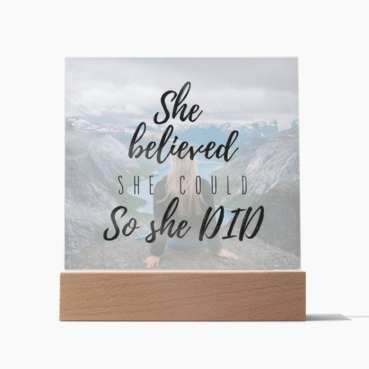 She Believed She Could So She Did Mountain Top | Acrylic Square