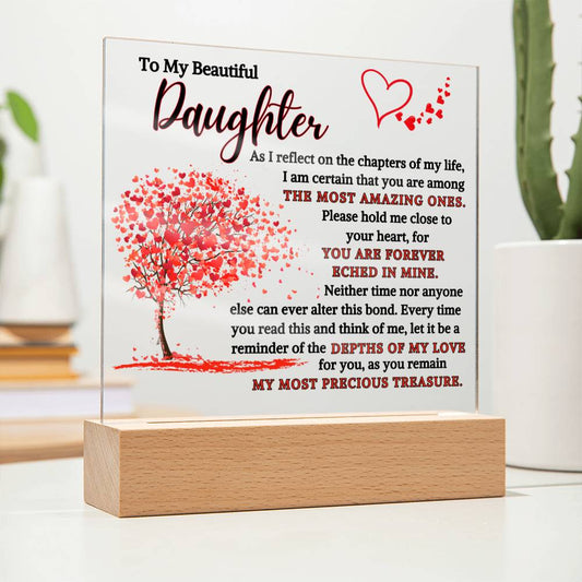 To My Daughter | Heart Tree | Acrylic Plaque optional Nightlight LED