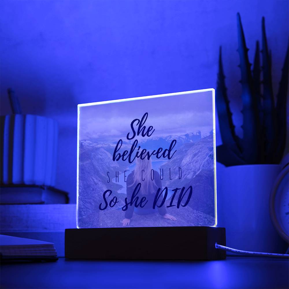 She Believed She Could So She Did Mountain Top | Acrylic Square